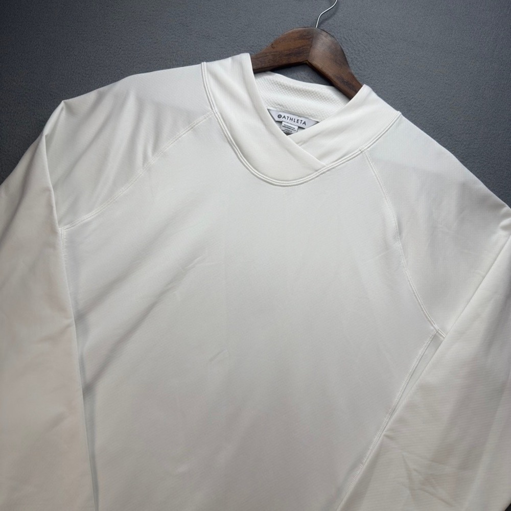 Athleta Flurry Base Layer Top Long Sleeve Mock Neck Large White Activewear Top